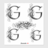 Elegant Engraved Floral Monogram Letter G
