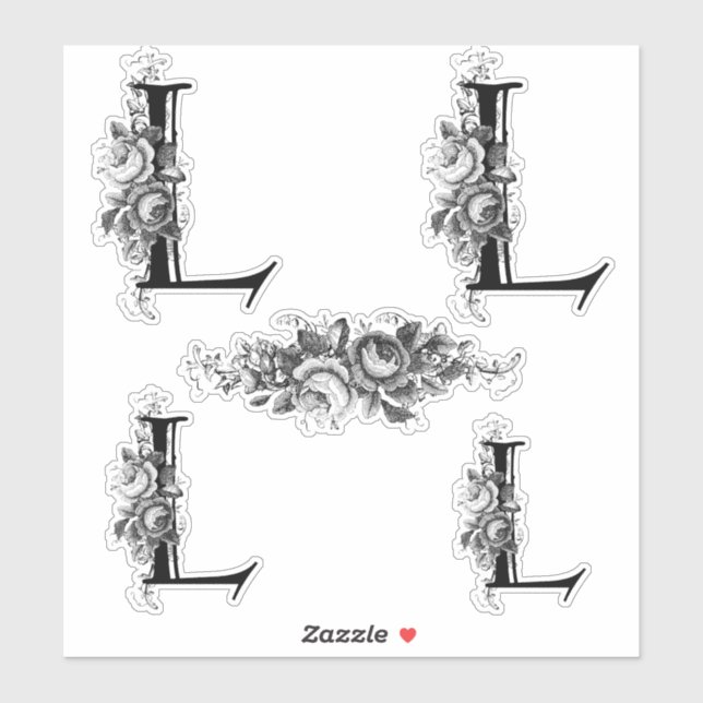Elegant Engraved Floral Monogram Letter L (Sheet)