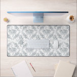 Elegant Engraved Grey and White Floral Toile Desk Mat<br><div class="desc">Elegant vintage inspired engraved grey floral toile pattern featuring roses,  vines and scrolls on a white background.</div>