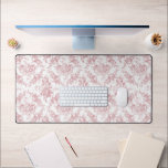 Elegant Engraved Pink and White Floral Toile Desk Mat<br><div class="desc">Elegant vintage inspired engraved pastel pink floral toile seamless pattern featuring roses,  vines and scrolls on a white background.</div>