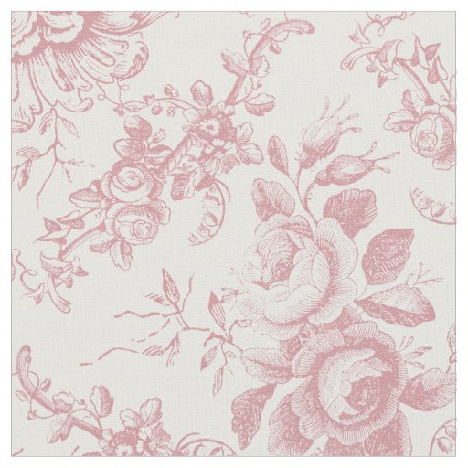 Elegant Engraved Pink and White Floral Toile Fabric Zazzle