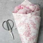 Elegant Engraved Pink and White Floral Toile Tissue Paper<br><div class="desc">Elegant vintage inspired engraved pastel pink floral toile pattern featuring roses,  vines and scrolls on a white background. Pattern can be scaled up or down.</div>