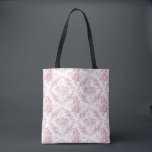 Elegant Engraved Pink and White Floral Toile Tote Bag<br><div class="desc">Elegant vintage inspired engraved pastel pink floral toile pattern featuring roses, vines and scrolls on a white background. Pattern can be scaled up or down.</div>