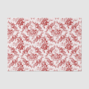 Elegant Engraved Red and White Floral Toile Tissue Paper