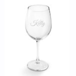 Elegant Engraved Script 19 oz. White Wine Glass<br><div class="desc">It is traditional yet elegant and will make an excellent personalised gift for your bridal party,  a favourite retiree,  the anniversary couple,  or anyone celebrating a special occasion. Custom personalisation means you can design the message to match the recipient's unique personality.</div>