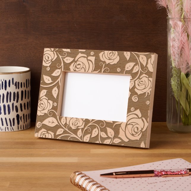  Elegant Engraved Vintage Rose Pattern Frame (Left)