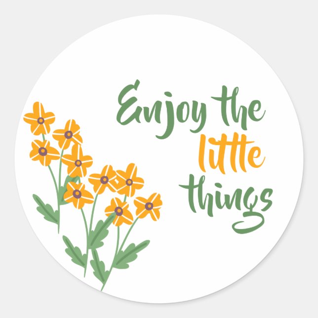 Elegant enjoy the little things motivational classic round sticker (Front)