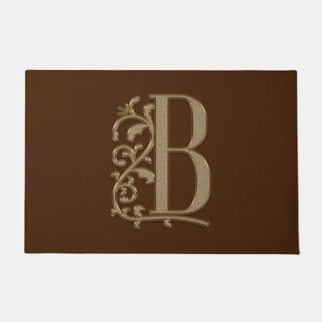Elegant Entry Monogram B Initial on Brown Doormat (Front)