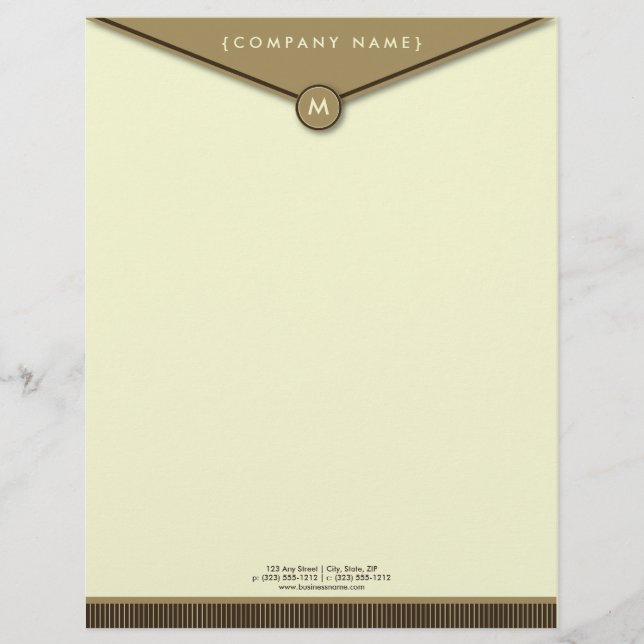 Elegant Envelope (mocha) Monogram Letterhead (Front)