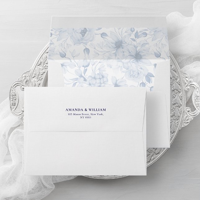 Elegant envelope with dusty blue flowers (Creator Uploaded)