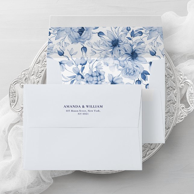 Elegant envelope with dusty blue flowers (Creator Uploaded)