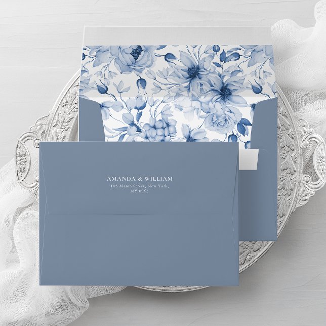 Elegant envelope with dusty blue flowers (Creator Uploaded)