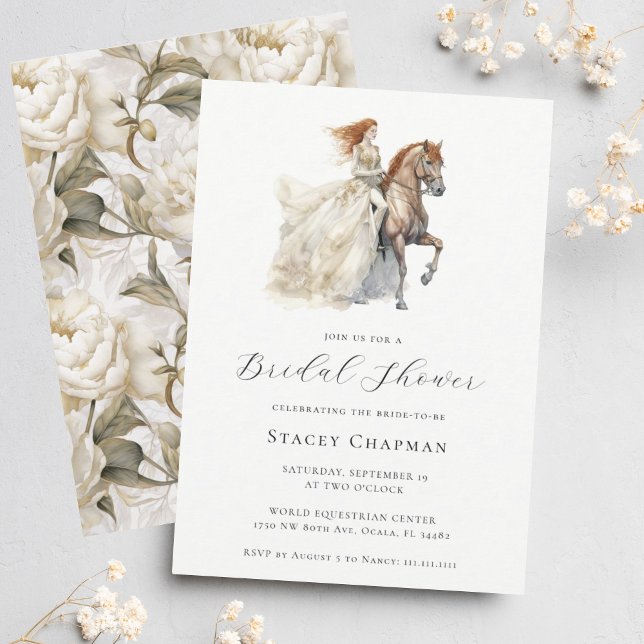 Elegant Equestrian Bride Horse Bridal Shower Invitation (Creator Uploaded)