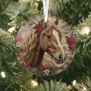 Elegant Equestrian Christmas Glass Tree Decoration