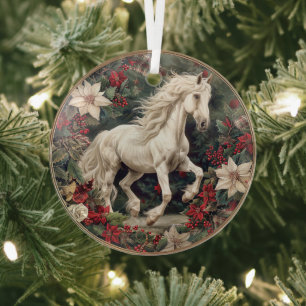 Elegant Equestrian Christmas Glass Tree Decoration