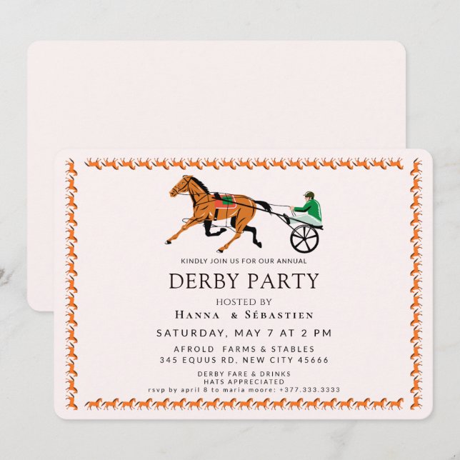 Elegant Equestrian Garden Party Invitation (Front/Back)