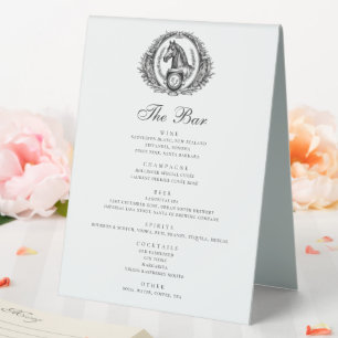 Elegant Equestrian Horse Monogram Bar Menu Drinks