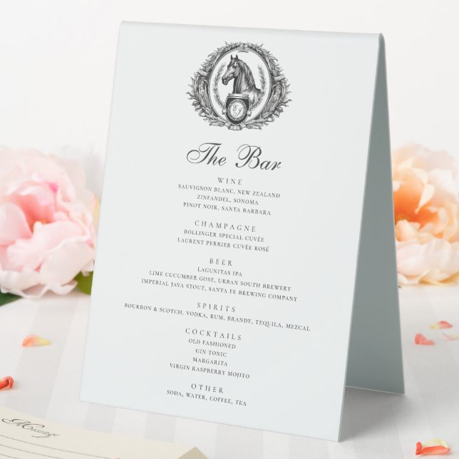Elegant Equestrian Horse Monogram Bar Menu Drinks (In SItu (Wedding))