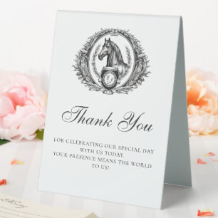 Elegant Equestrian Horse Monogram Crest Thank You