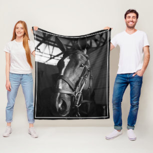 Elegant Equestrian Horse Photo Memorial Frame Fleece Blanket