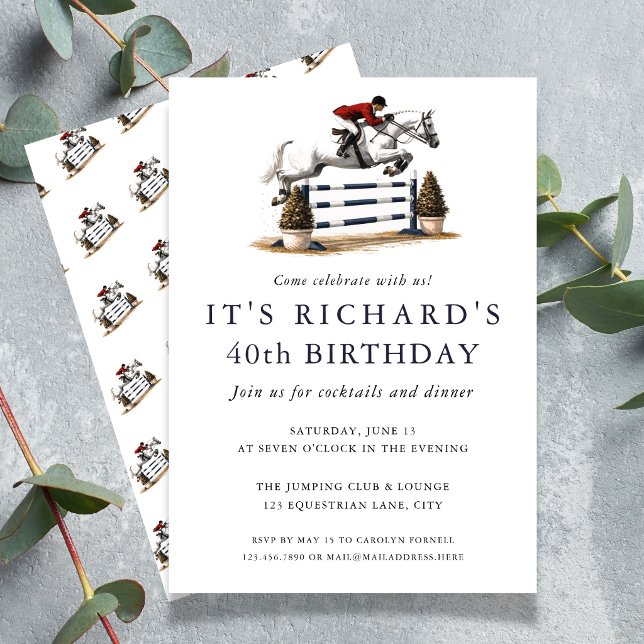 Elegant Equestrian Jumping Birthday Invitation (Elegant Equestrian Jumping Birthday Invitation)