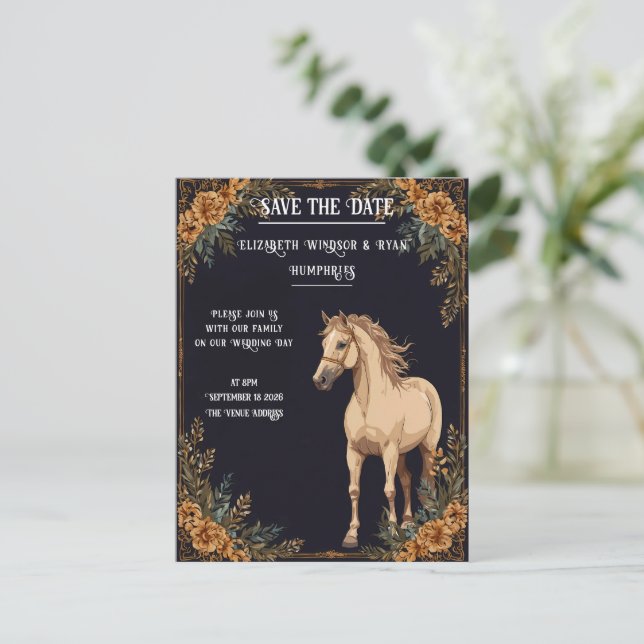 Elegant Equestrian Romance Postcard (Standing Front)
