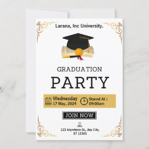 Elegant Escape: Beige & Gold Graduation Party  Invitation