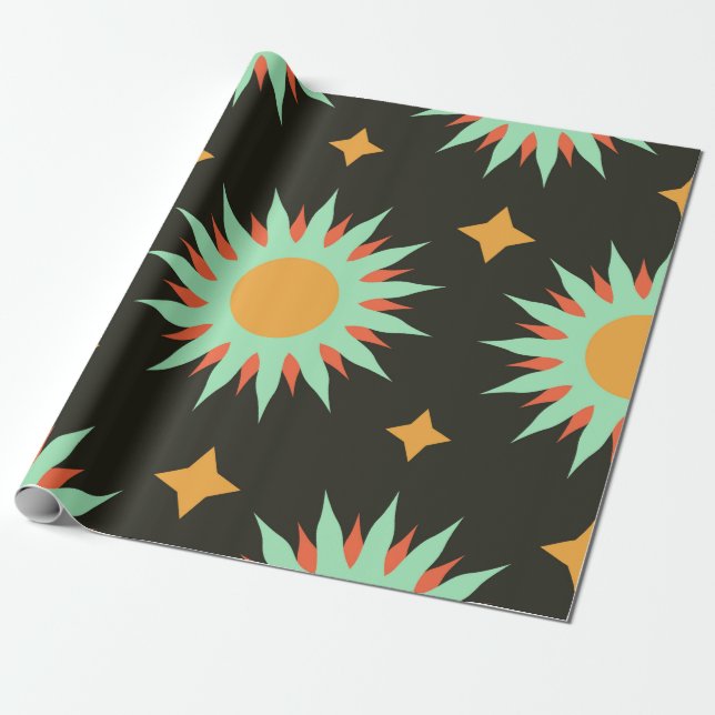 Elegant esoteric shapes seamless pattern art. alch wrapping paper (Unrolled)