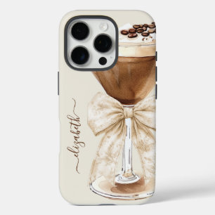 Elegant Espresso Martini Monogrammed iPhone 16 Pro Case