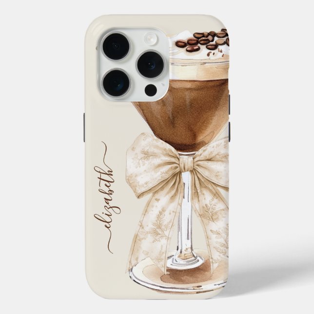Elegant Espresso Martini Monogrammed Case-Mate iPhone Case (Back)