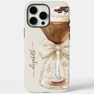 Elegant Espresso Martini Monogrammed iPhone 16 Pro Max Case