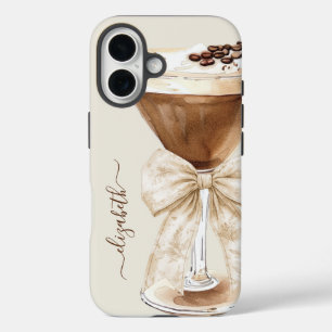 Elegant Espresso Martini Monogrammed iPhone 16 Case