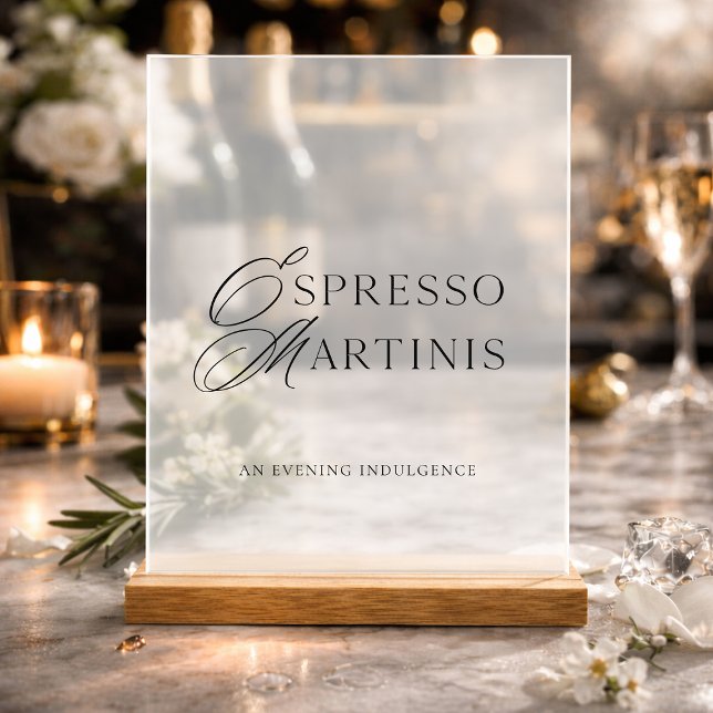 Elegant Espresso Martinis Acrylic Wedding Bar Sign (Creator Uploaded)