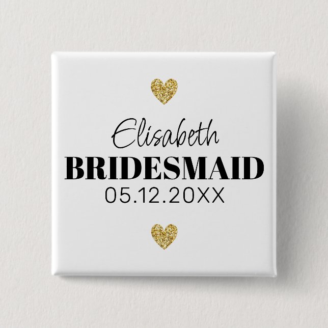 Élégant et Simple Pour Demoiselle D'Honneur 15 Cm Square Badge (Front)