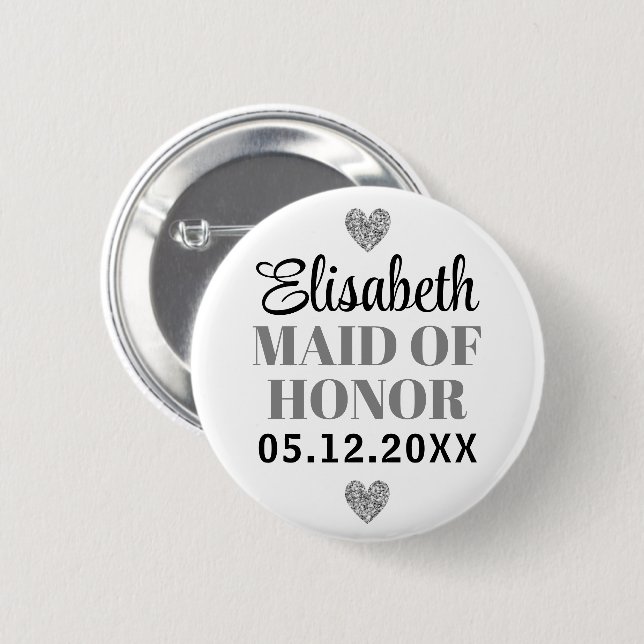 Élégant et Simple Pour Demoiselle D'Honneur 6 Cm Round Badge (Front & Back)