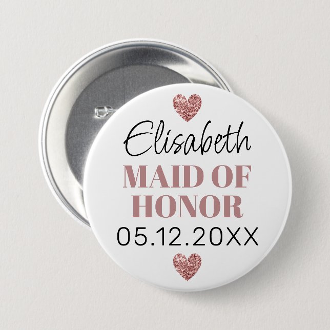 Élégant et Simple Pour Demoiselle D'Honneur 7.5 Cm Round Badge (Front & Back)