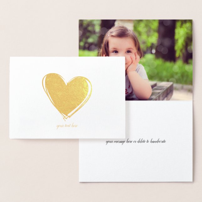 Elegant Etched Gold Foil Heart Photo Foil Card (Display)