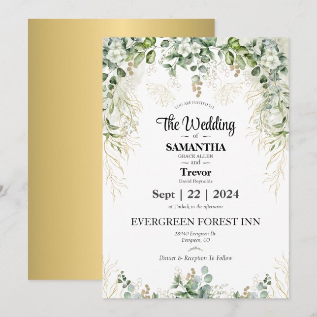 Elegant Eternity: Join us on our Wedding Day  Invitation (Front/Back)