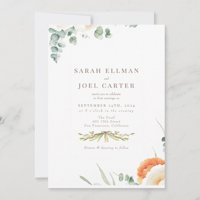 Elegant Ethereal Botanical Wedding Invitation (Front)