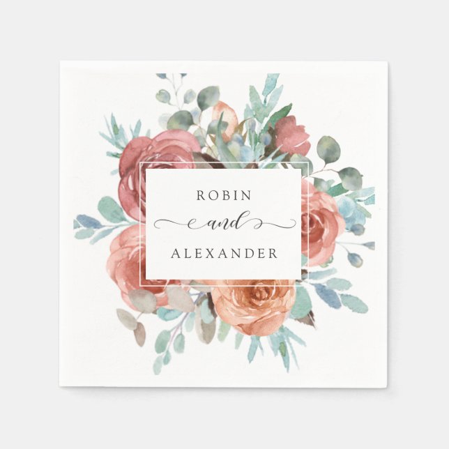 Elegant Ethereal Floral Wedding Napkin (Front)