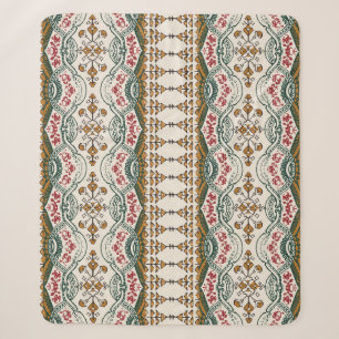 Elegant Ethnic Floral Boho Border Sherpa Blanket