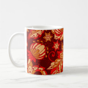 Elegant Ethnic Flowers Seamless Pattern Coffee Mug