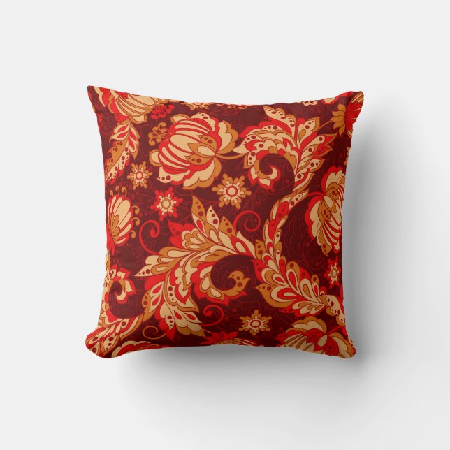 Elegant Ethnic Flowers Seamless Pattern Cushion (Front)