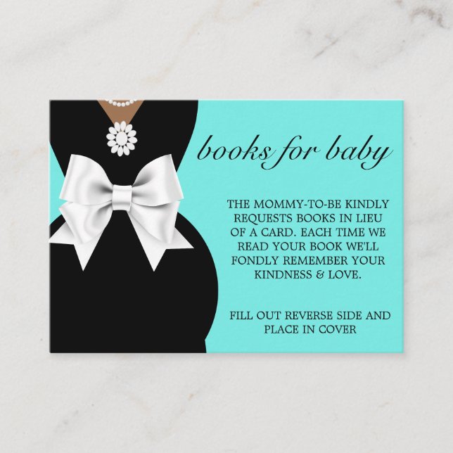 Elegant Ethnic Glam Tiffany Books for Baby Shower Enclosure Card (Front)