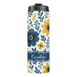 Elegant Ethnic Mediterranean Floral Art Pattern Thermal Tumbler
