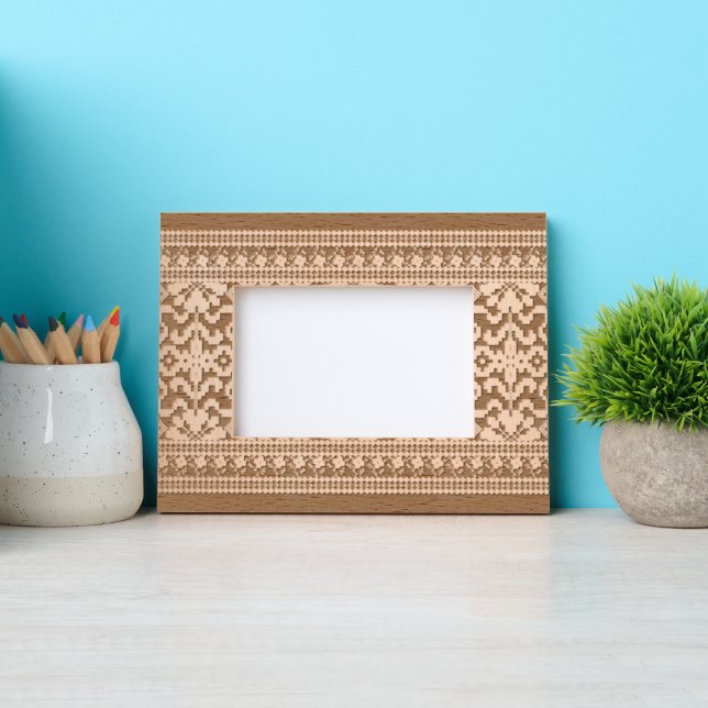 Elegant Ethnic Pattern Frame, Boho Tribal Decor Etched Frames (Front)