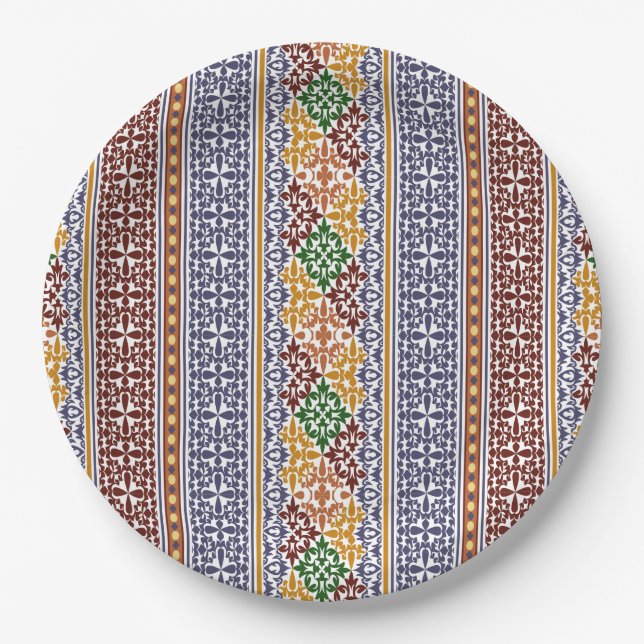 elegant ethnic pattern   paper plate (Front)