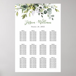 Elegant Eucalyptus 12 Tables Wedding SEATING CHART