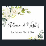 Elegant Eucalyptus Advice and Well Wishes Wedding Poster<br><div class="desc">Watercolor Eucalyptus Cards and Gifts Wedding Sign. The default size is 8 x 10 inches,  you can change it to any size. For further customization,  please click the "customize further" link and use our design tool to modify this template.  If you need help or matching items,  please contact me.</div>