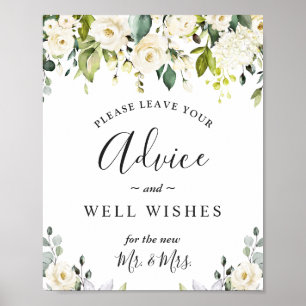 Elegant Eucalyptus Advice and Well Wishes Wedding Poster